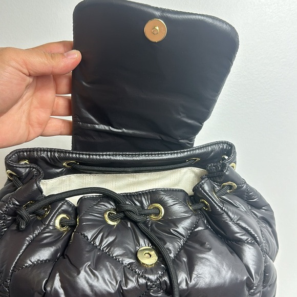 NWT FRANCES VALENTINE Pull-through Closure Puffy Quilted Nylon Backpack - Picture 4 of 5